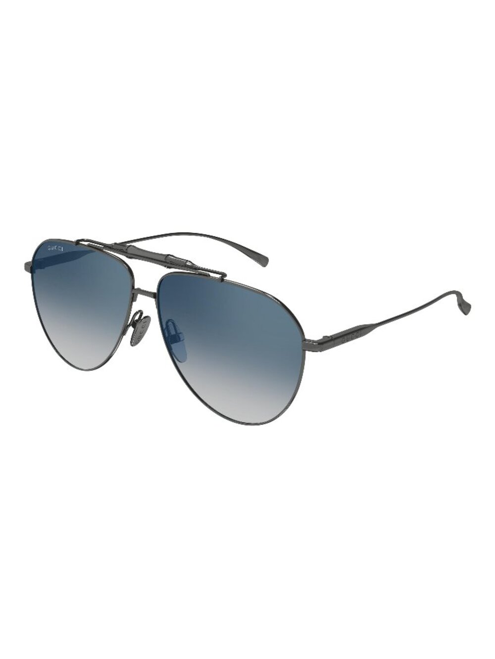 New Gucci Men's Sunglasses Silver Blue Lens Metal Frame GG2064S 003 60